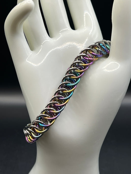 Stainless Steel & Rainbow Titanium Bracelet - Half Persian 4-1