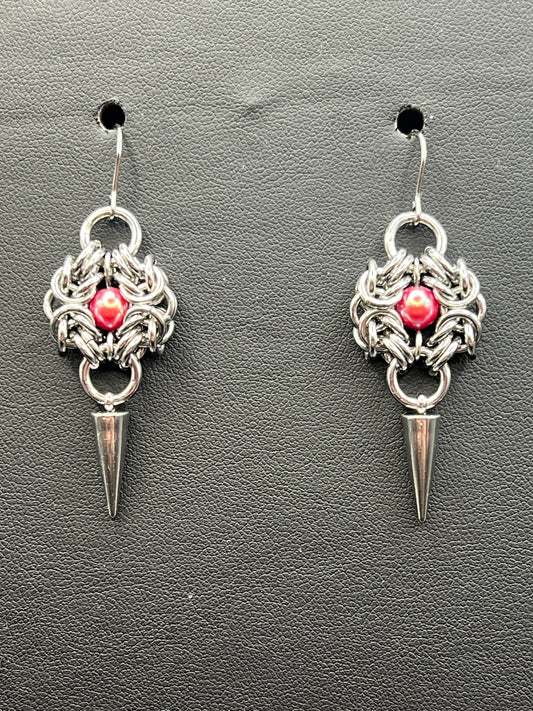 Romanov Earrings - Dark Pink Glass Pearls