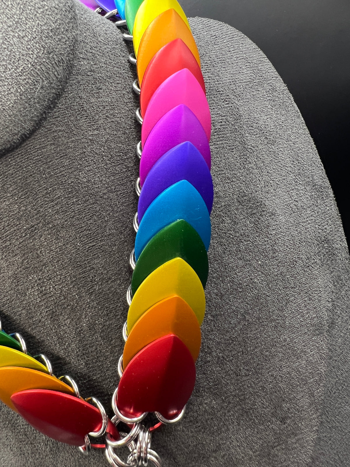 Scale Choker Necklace - Rainbow with Large Fang Pendant