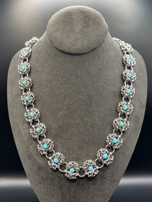 Solid Stainless Steel & Magnesite Romanov Necklace