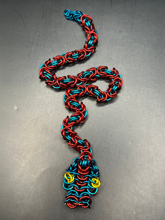 Chainmaille Fidget Snake - Red & Teal