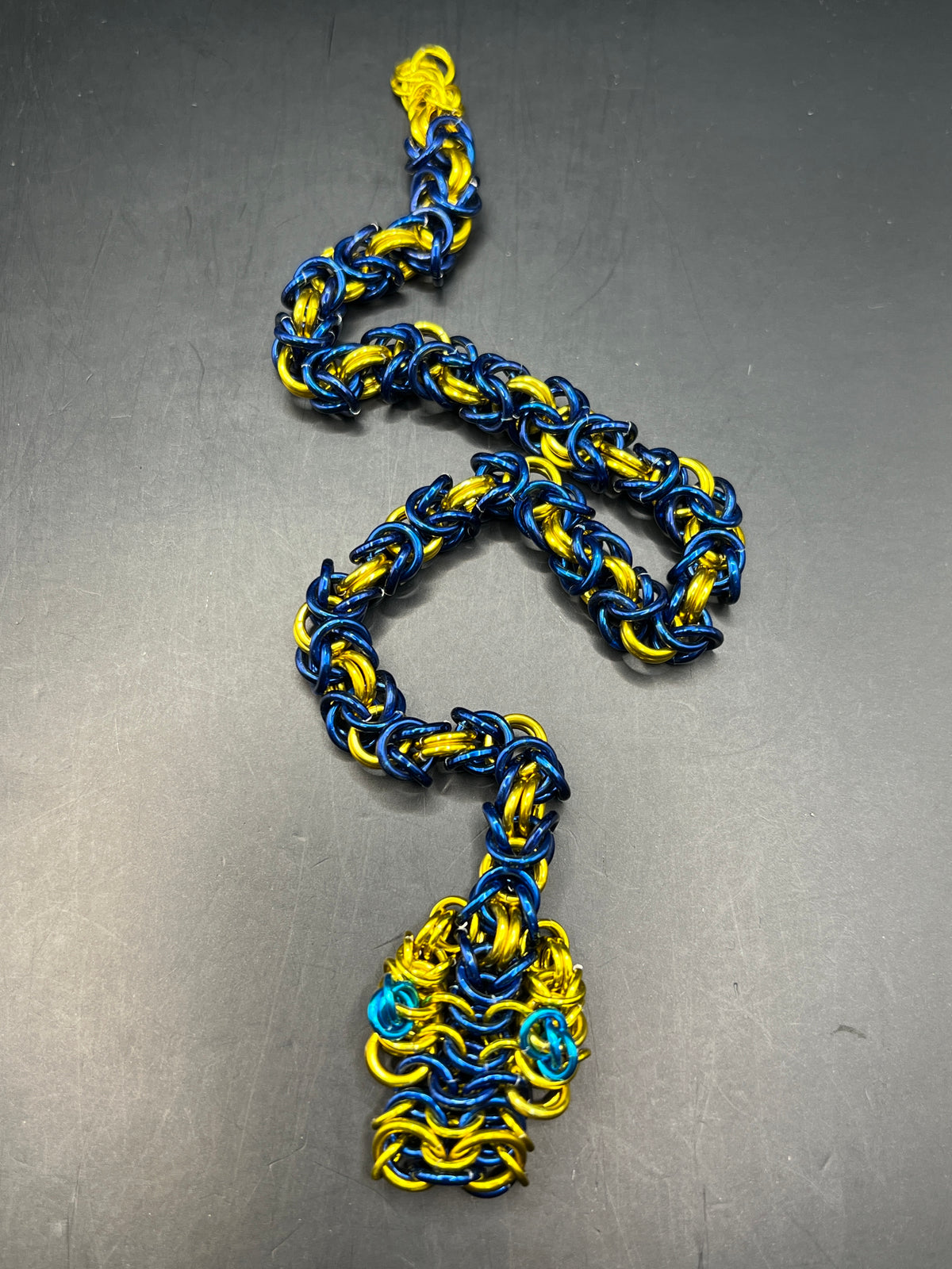 Chainmaille Fidget Snake - Blue & Yellow