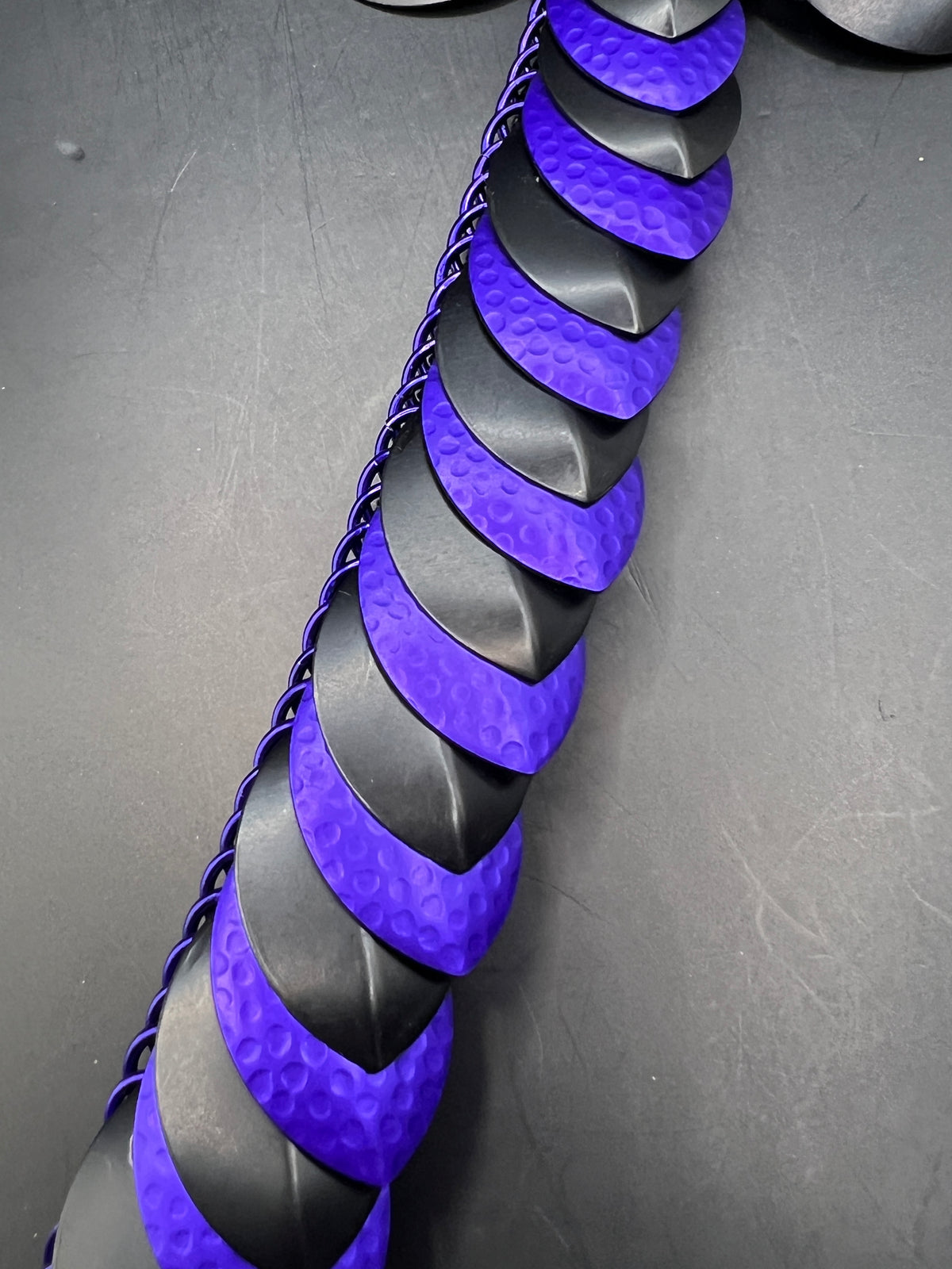 Handmade Wearable Chainmaille Large Dragon - Purple & Black