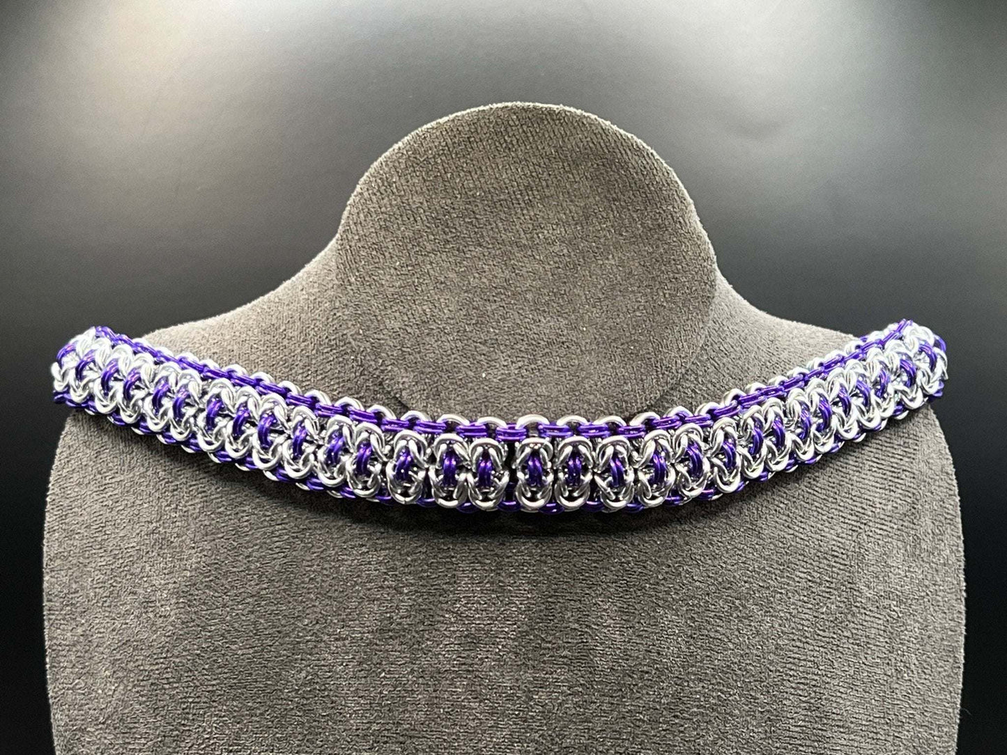 Byzantine Ladder: Choker in Silver & Purple - Megan Gros Designs