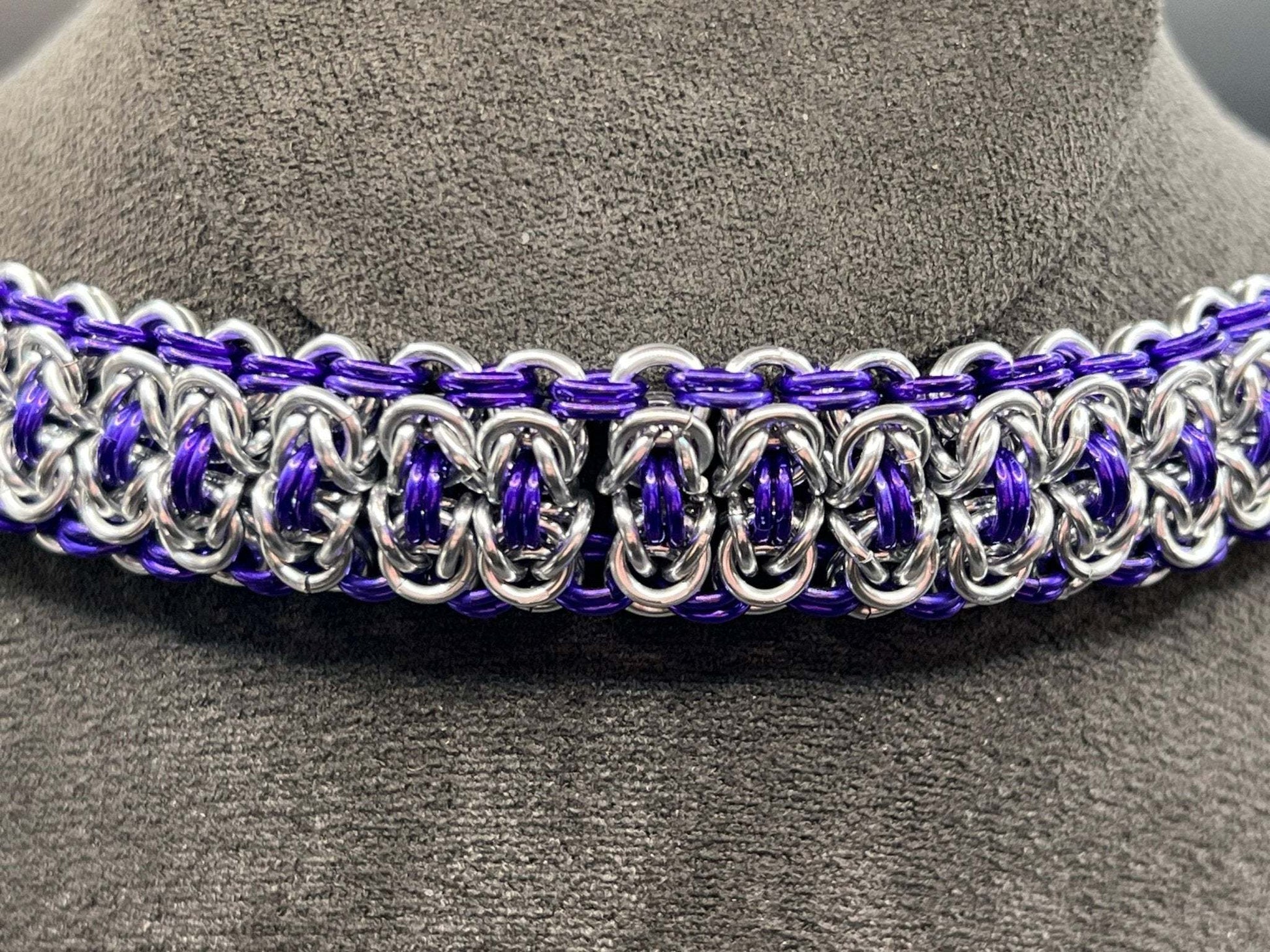 Byzantine Ladder: Choker in Silver & Purple - Megan Gros Designs