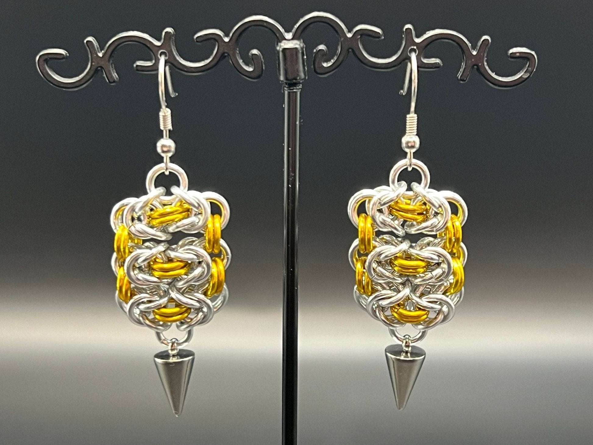 Byzantine Ladder: Earrings in Silver & Gold - Megan Gros Designs