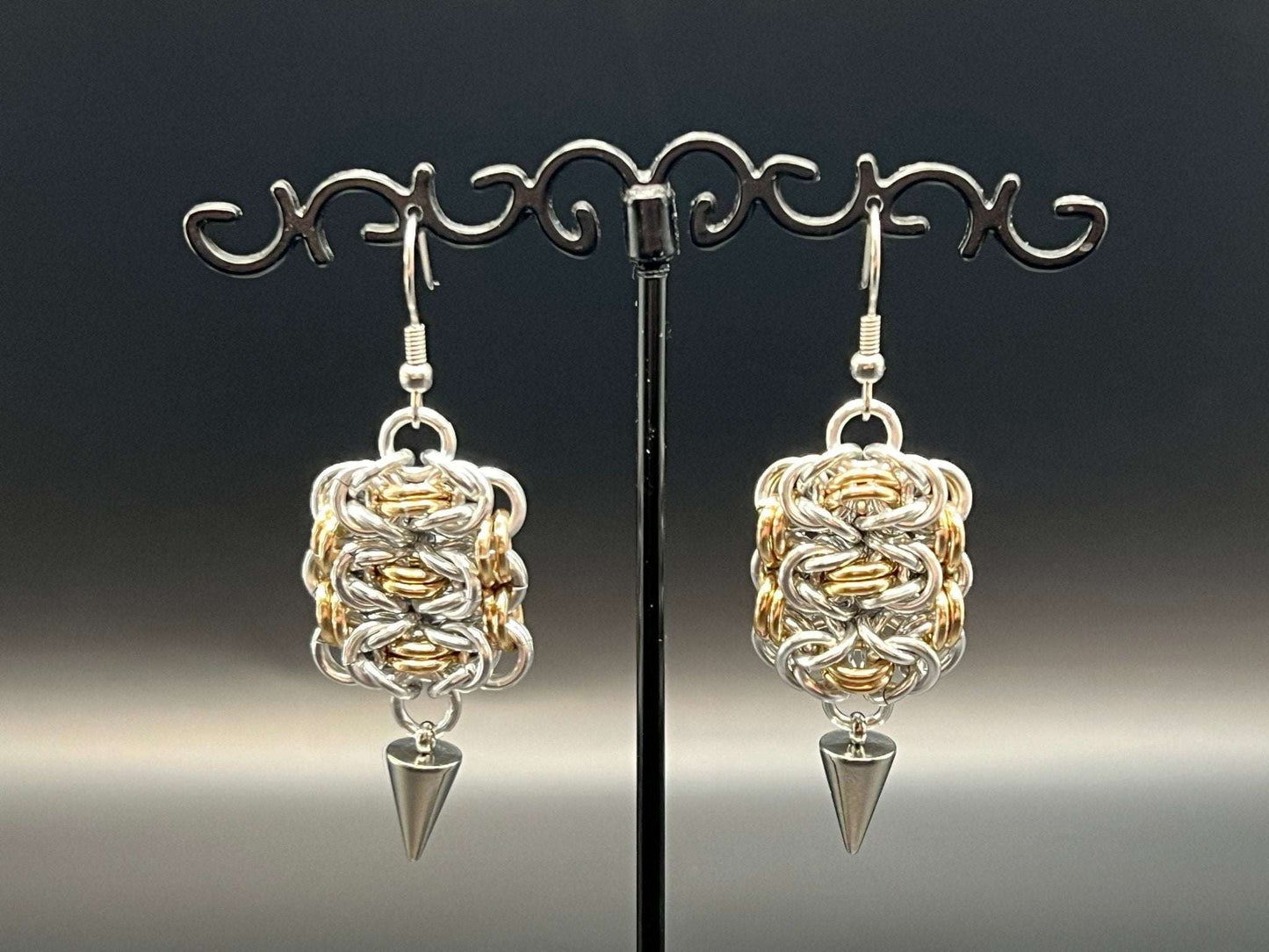 Byzantine Ladder: Earrings in Silver & Rose Gold - Megan Gros Designs