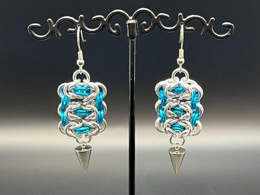 Byzantine Ladder: Earrings in Silver & Turquoise - Megan Gros Designs