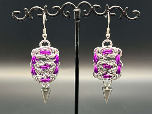 Byzantine Ladder: Earrings in Silver & Violet - Megan Gros Designs