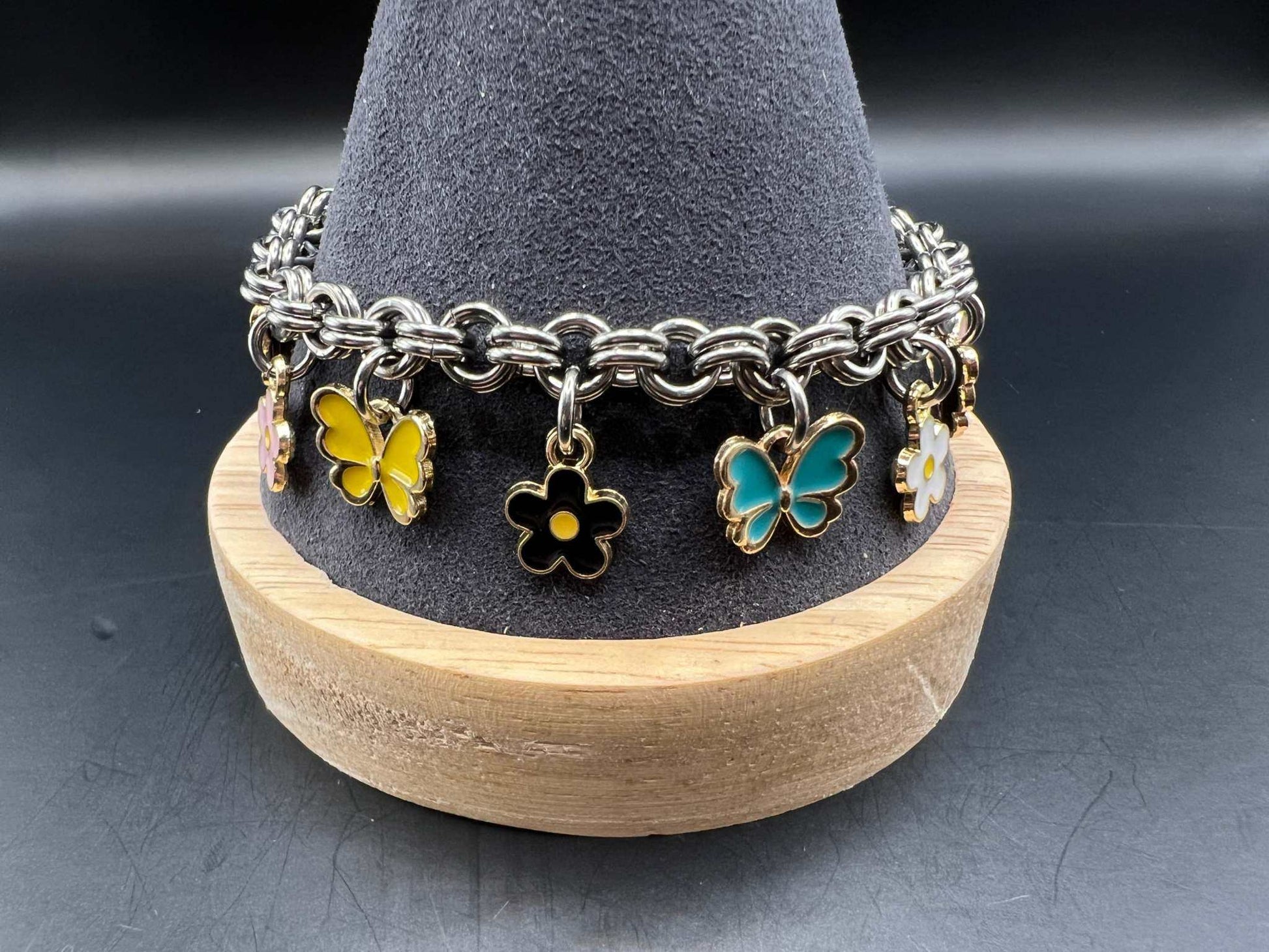 Charmed Spring: Charm Bracelet with Flowers & Butterflies - Megan Gros Designs
