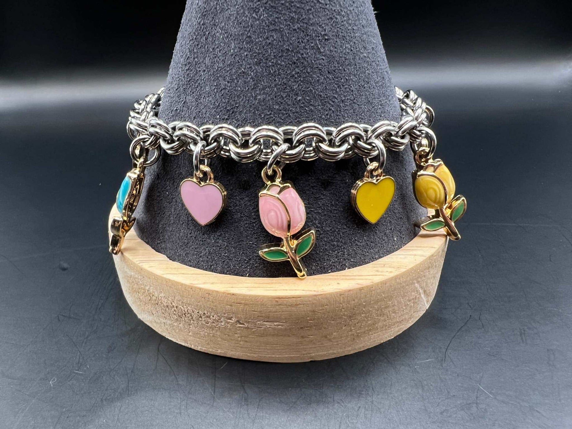 Charmed Spring: Charm Bracelet with Tulips & Hearts - Megan Gros Designs