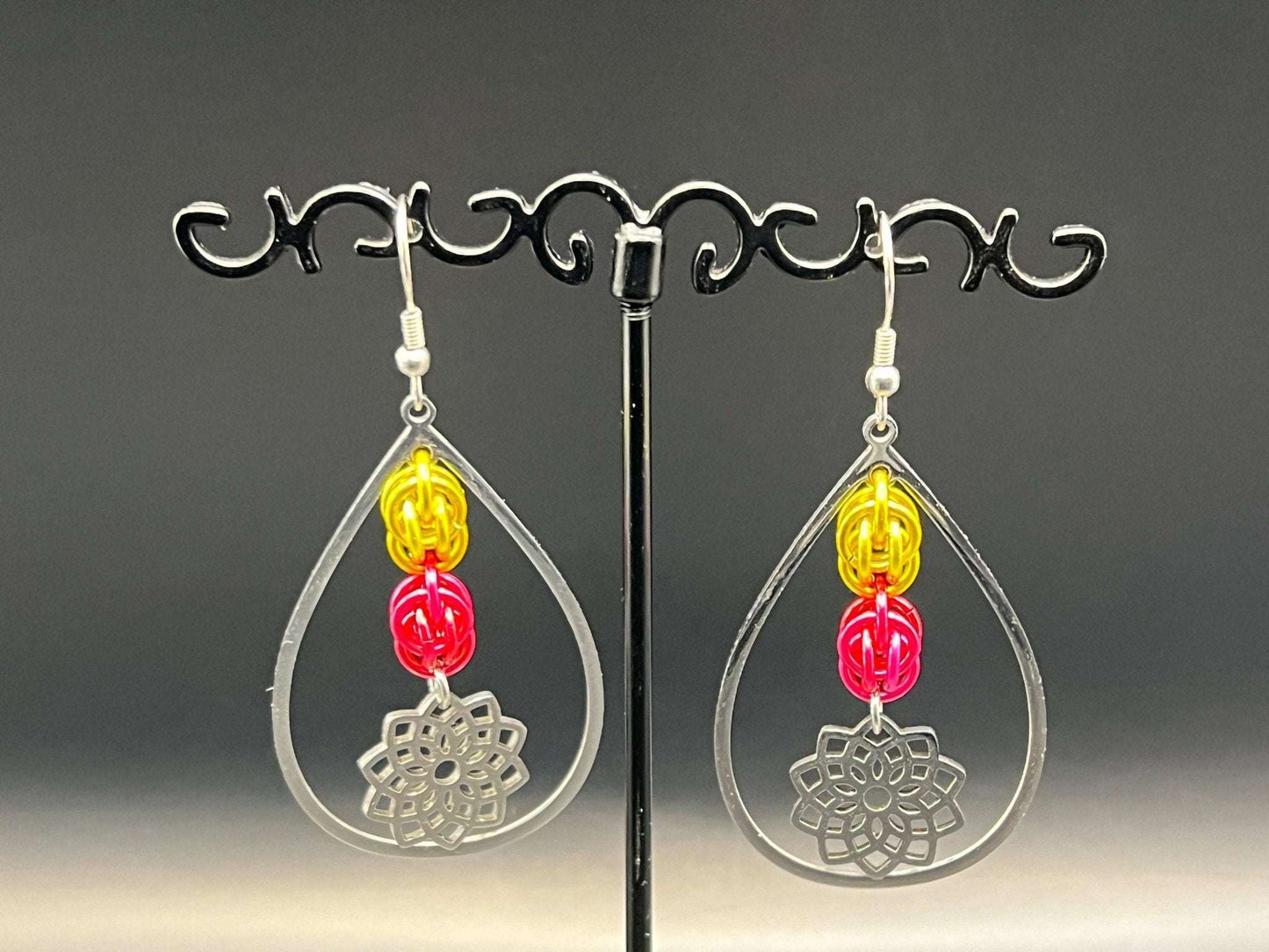 Charmed Teardrop: Earrings with Lotus Charm - Megan Gros Designs