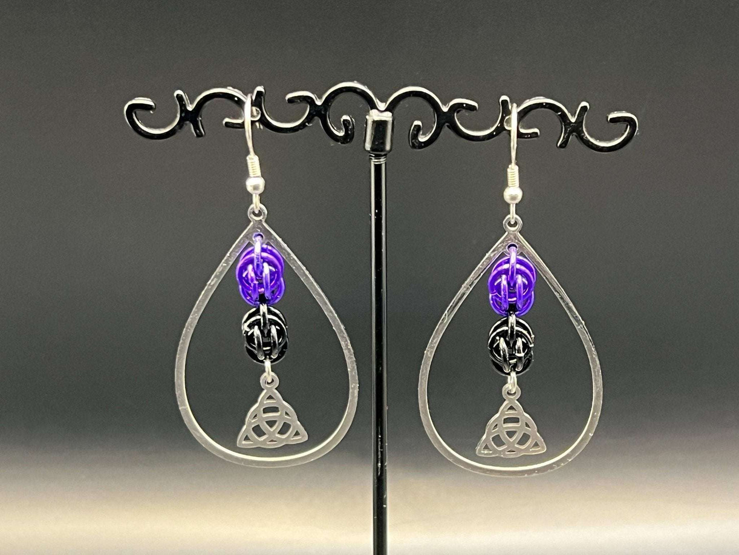 Charmed Teardrop: Earrings with Triquetra Charm - Megan Gros Designs