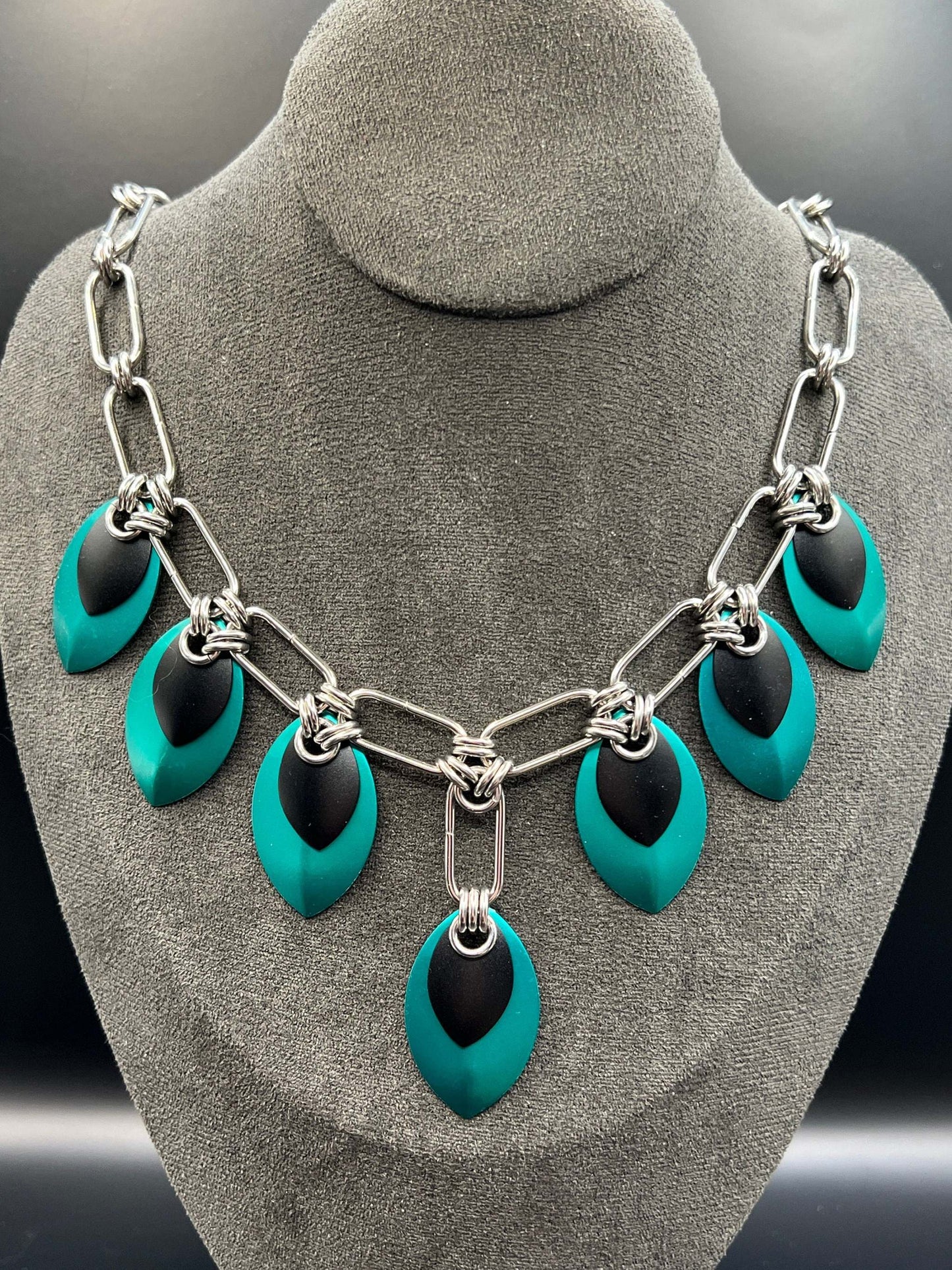 Teal, Black & Silver Paperclip Chain Scalemaille/Chainmaille Set