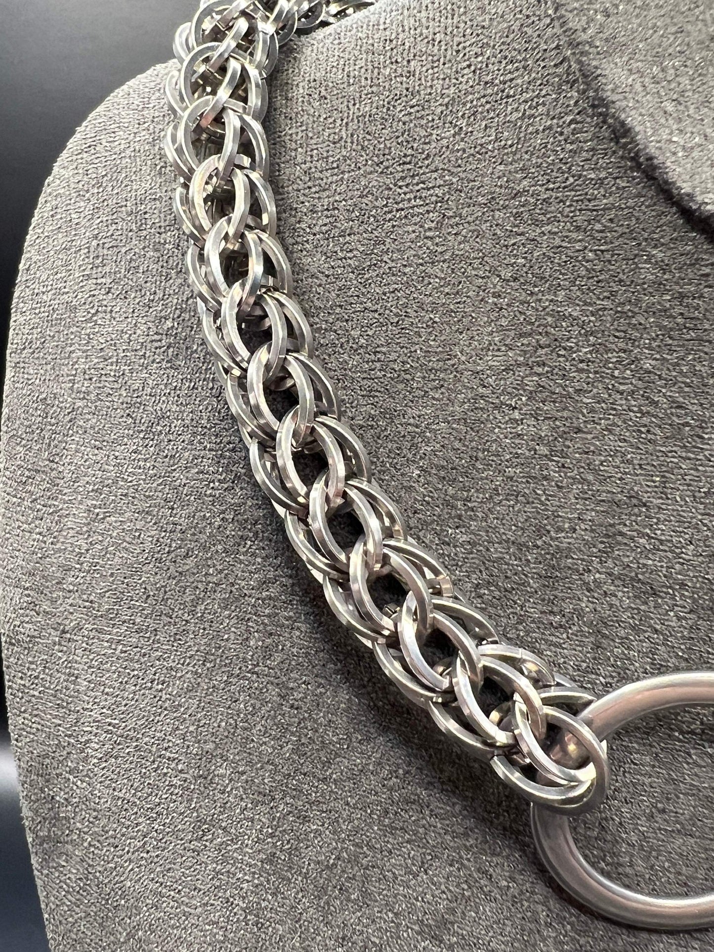 Chunky Square Wire Foxtail Solid Stainless Steel Chainmaille Choker Measuring Approx. 16" Long, Adjusts to Approx. 18"