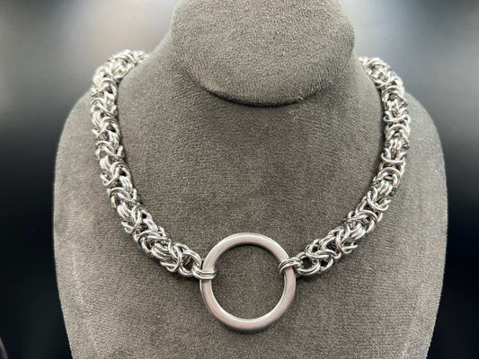 Byzantine Solid Stainless Steel Chainmaille Choker Measuring Approx. 16" Long, Adjusts to Approx. 18"