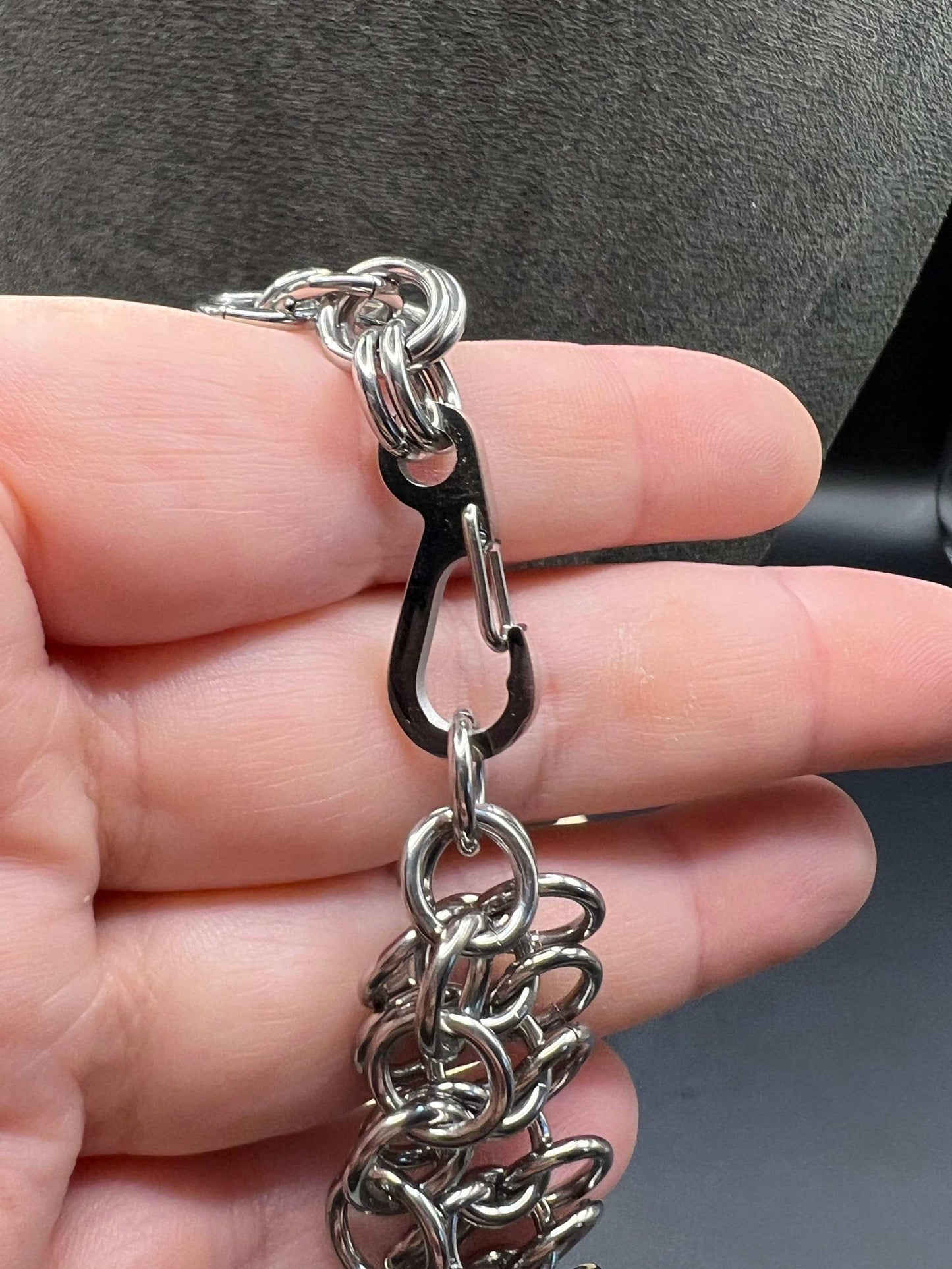 European 4 in 1 Solid Stainless Steel Chainmaille Choker Measuring Approx. 17" Long, Adjusts to Approx. 19"