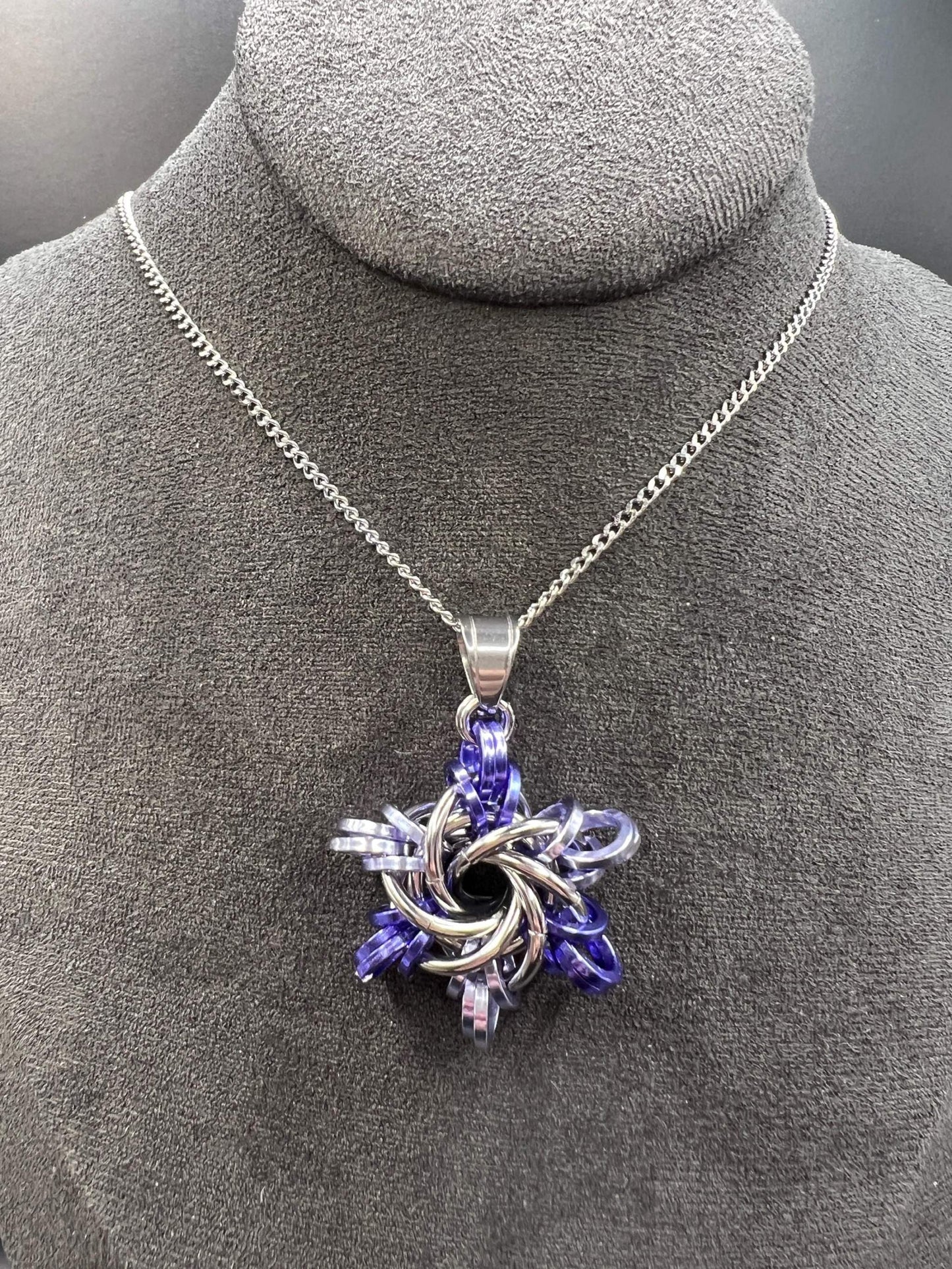 Starry Night Chainmaille Star Pendant, Purples, Measuring Approx. 1.75" Long, Stainless Steel & Anodized Aluminum