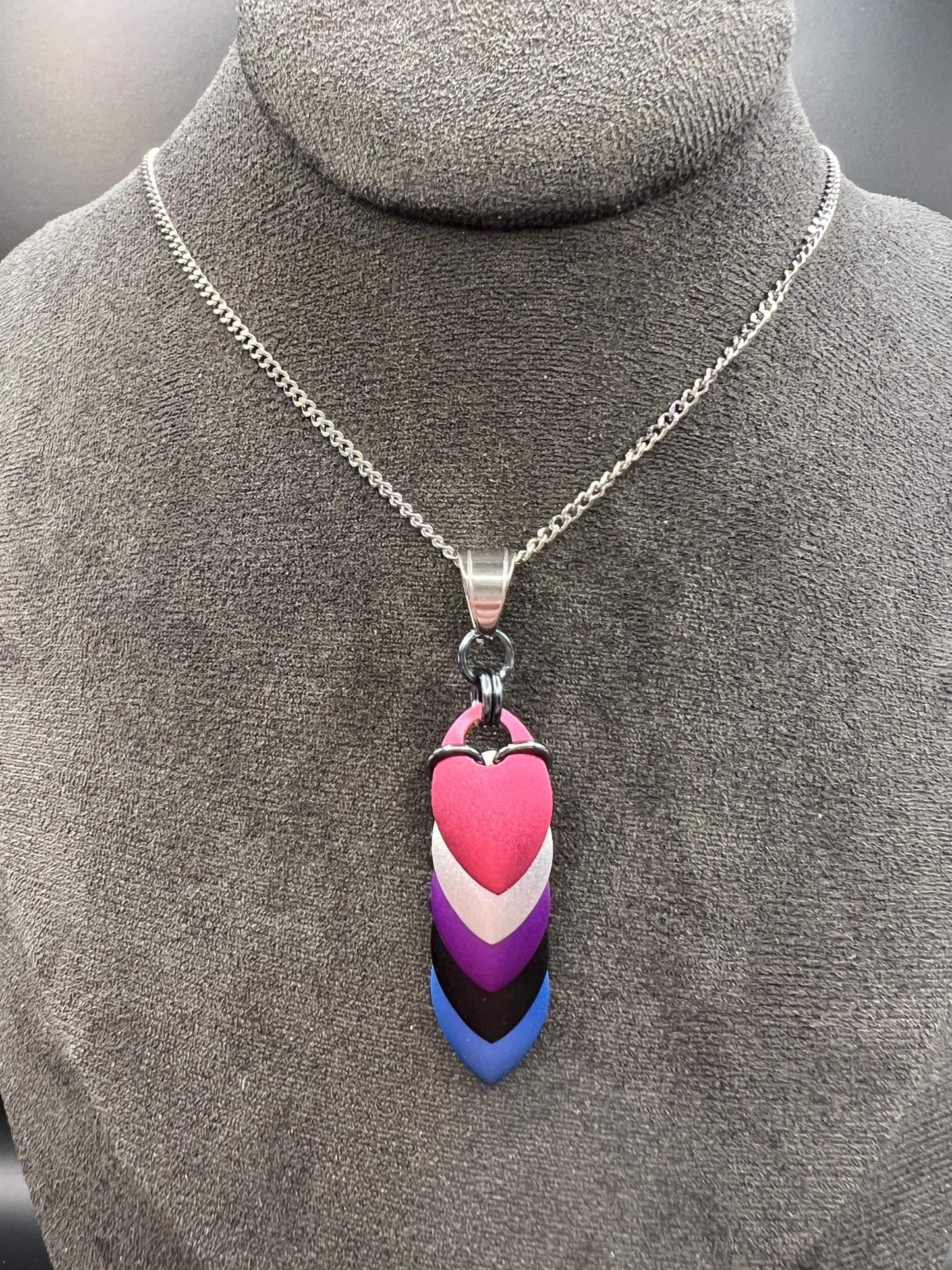 Pride Flag Scalemaille Pendant: Genderfluid, Measuring Approx. 2.5" Long