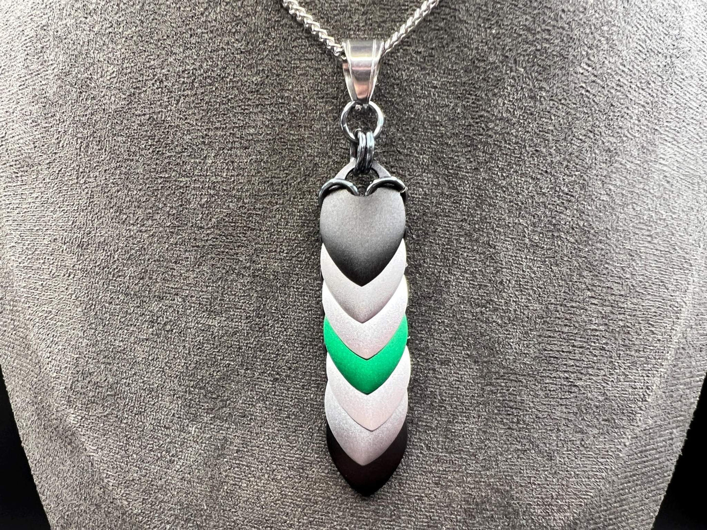 Pride Flag Scalemaille Pendant: Agender, Measuring Approx. 3" Long