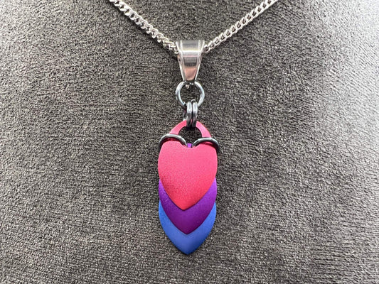 Pride Flag Scalemaille Pendant: Bisexual, Measuring Approx. 2" Long