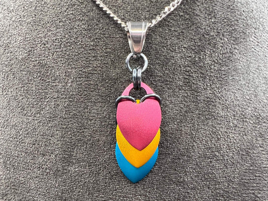 Pride Flag Scalemaille Pendant: Pansexual, Measuring Approx. 2" Long