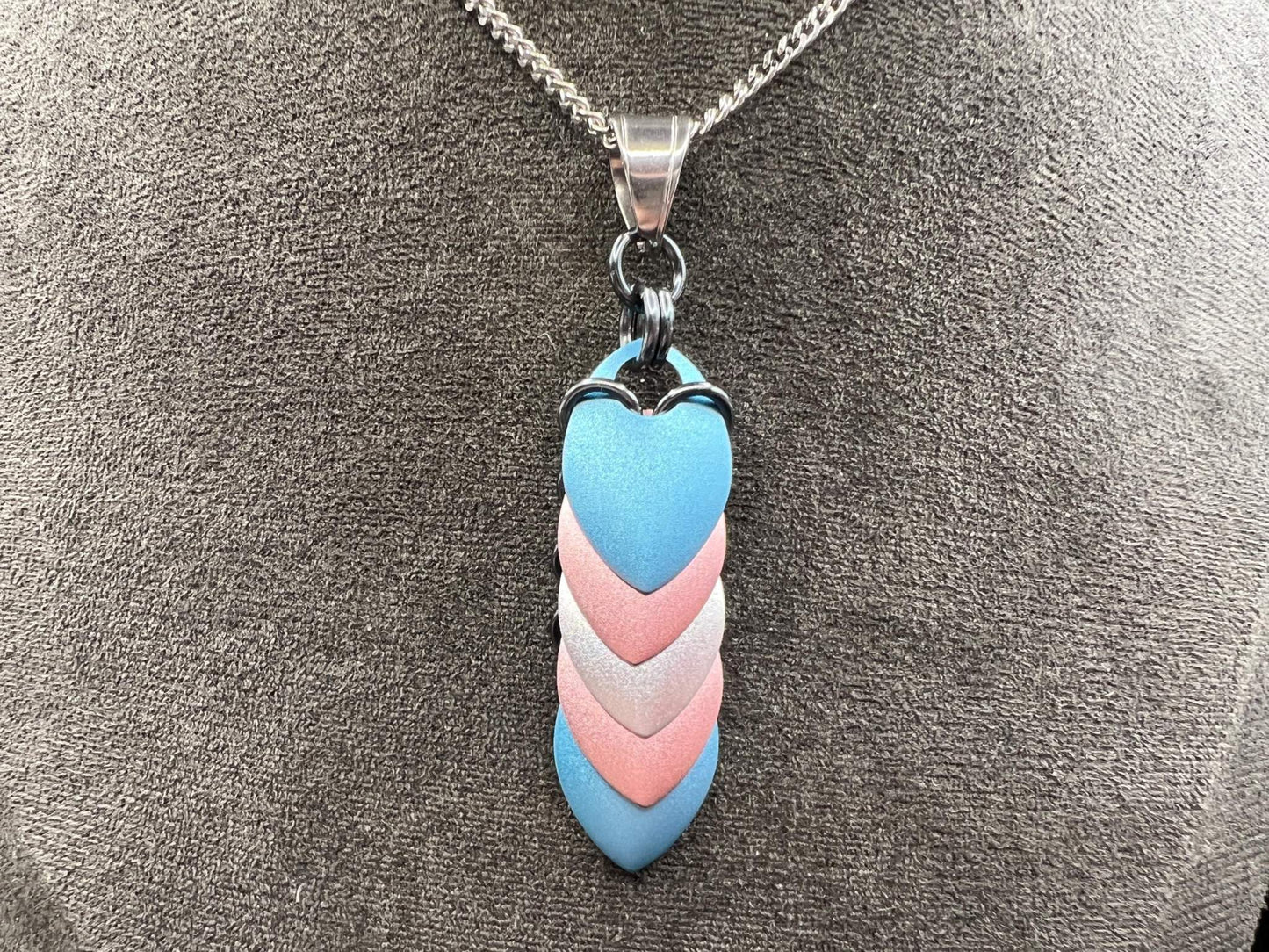 Pride Flag Scalemaille Pendant: Trans/Transgender, Measuring Approx. 2.25" Long