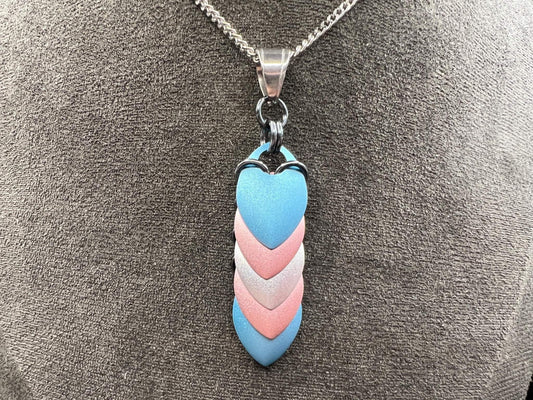 Pride Flag Scalemaille Pendant: Trans/Transgender, Measuring Approx. 2.25" Long