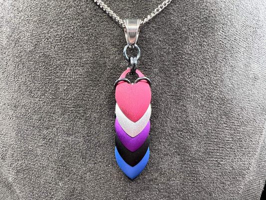 Pride Flag Scalemaille Pendant: Genderfluid, Measuring Approx. 2.5" Long