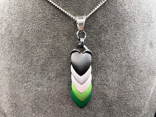 Pride Flag Scalemaille Pendant: Aromantic, Measuring Approx. 2.5" Long