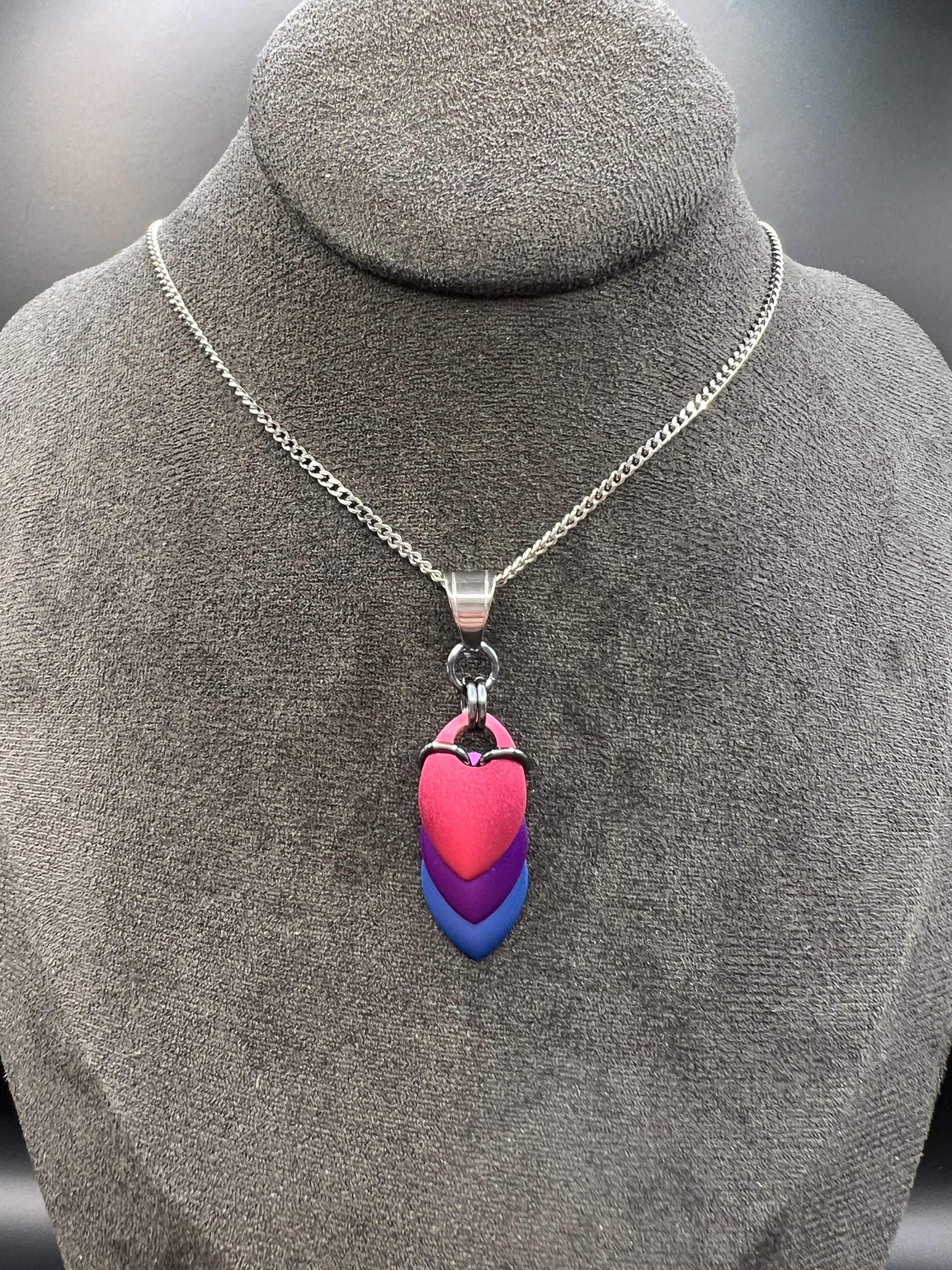 Pride Flag Scalemaille Pendant: Bisexual, Measuring Approx. 2" Long