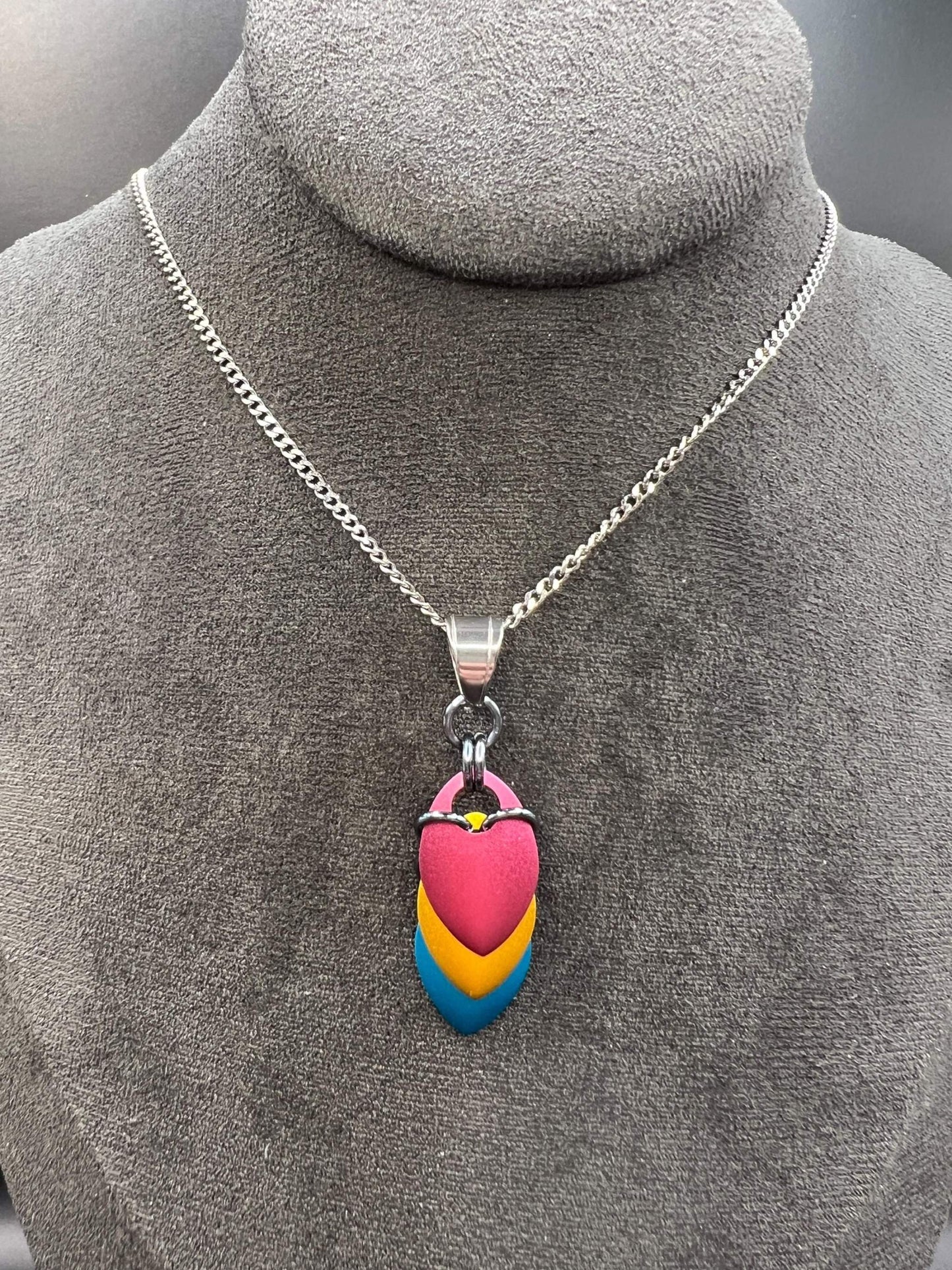 Pride Flag Scalemaille Pendant: Pansexual, Measuring Approx. 2" Long