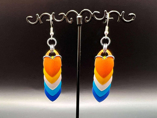 Pride Flag Scalemaille Earrings: Aroace - Megan Gros Designs