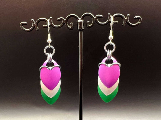 Pride Flag Scalemaille Earrings: Genderqueer - Megan Gros Designs