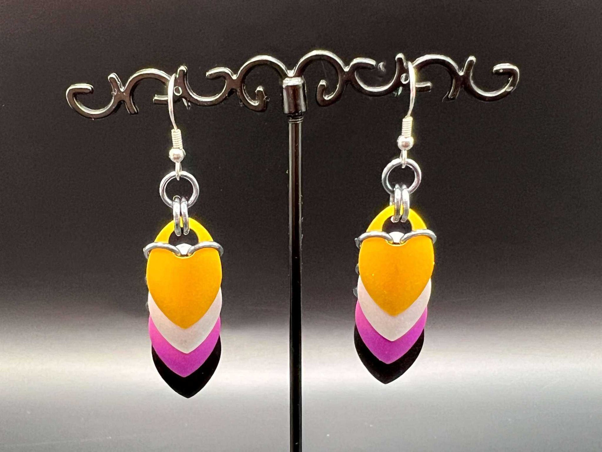 Pride Flag Scalemaille Earrings: Non Binary - Megan Gros Designs