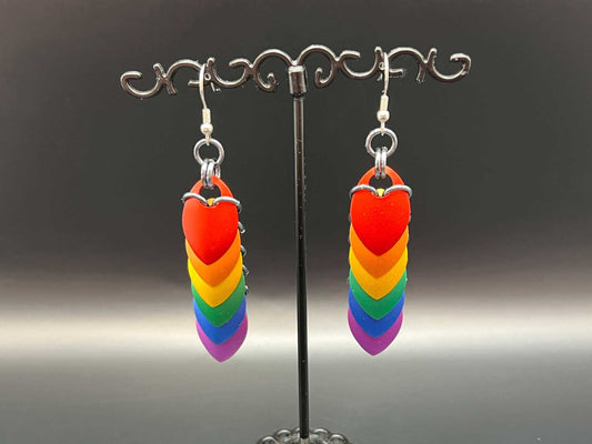 Pride Flag Scalemaille Earrings: Rainbow - Megan Gros Designs