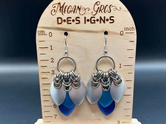 Scale Fan Earrings - Frost & Blues - Megan Gros Designs