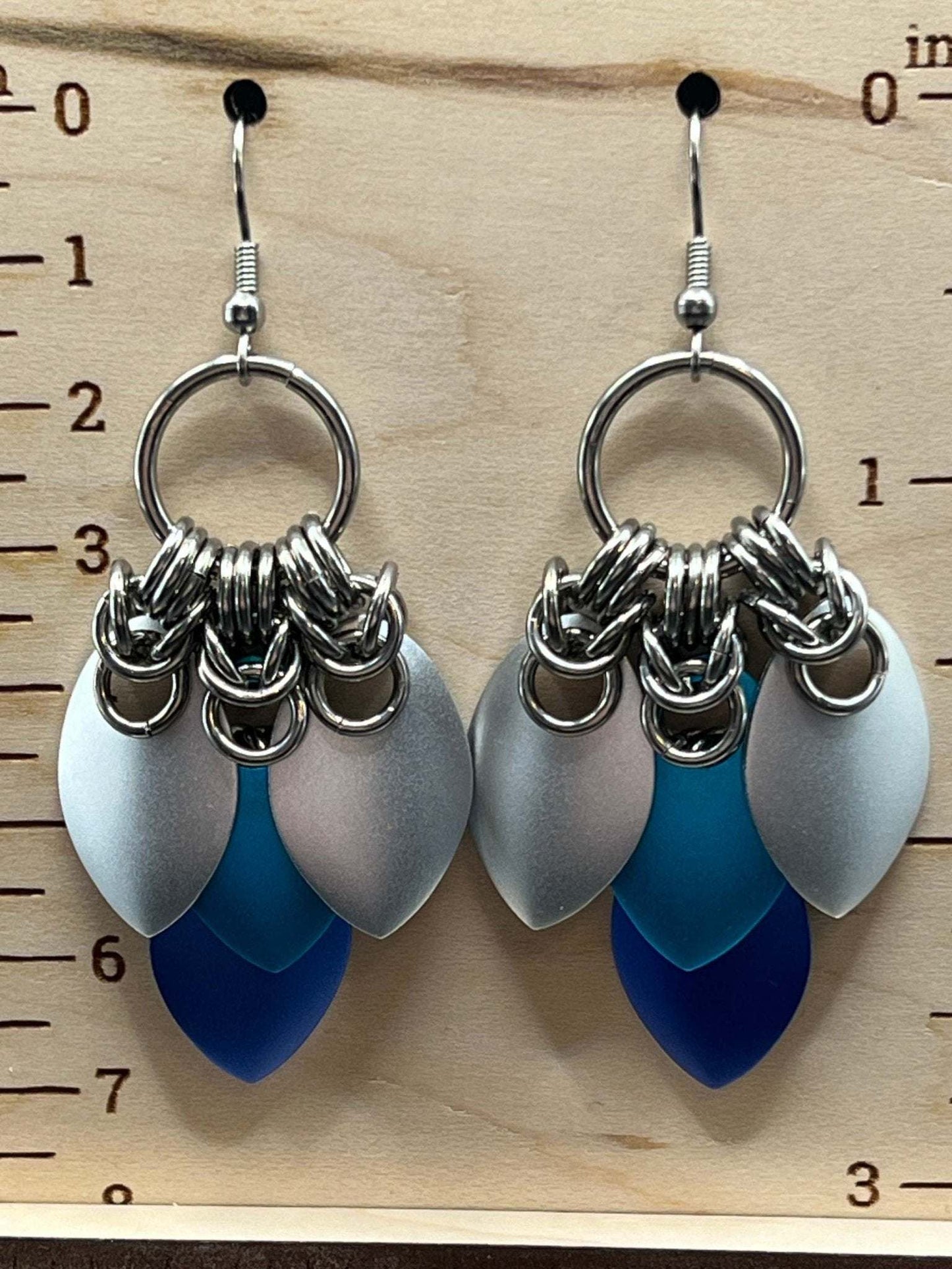 Scale Fan Earrings - Frost & Blues - Megan Gros Designs