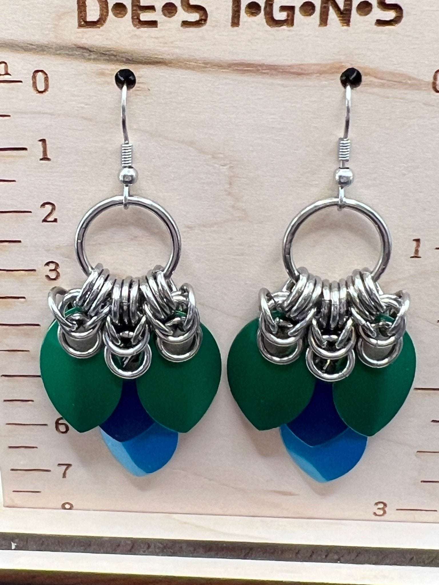 Scale Fan Earrings - Peacock Feathers - Megan Gros Designs