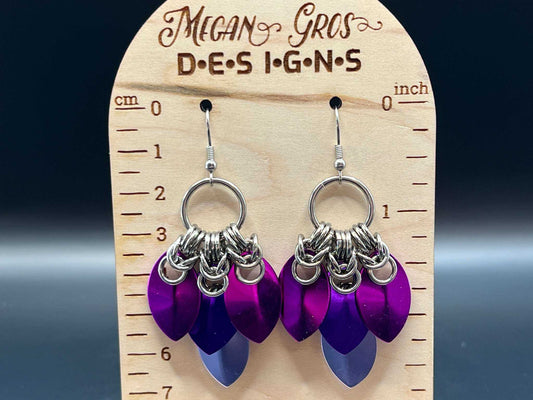 Scale Fan Earrings - Shades of Purple - Megan Gros Designs