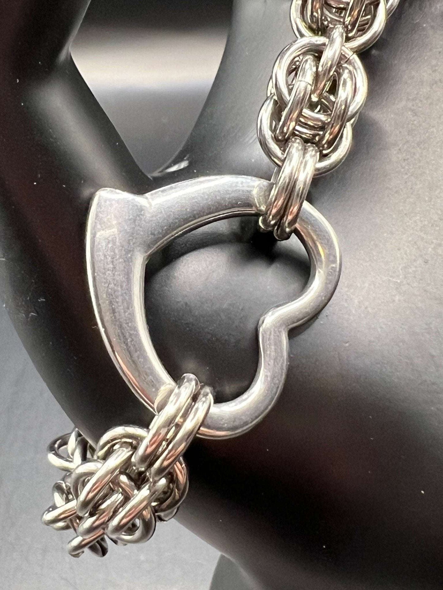 Stainless Steel Bracelet - Sweet Pea with Heart Focal - Megan Gros Designs