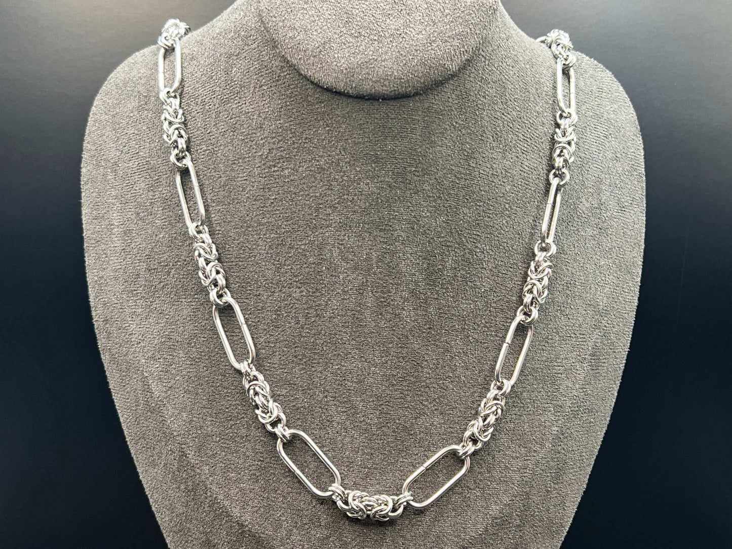 Stainless Steel Necklace - Byzantine Sections & Paperclip Chain - Megan Gros Designs