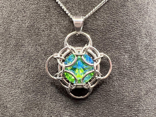 Stainless Steel Oriana Pendant - Green Crystal - Megan Gros Designs